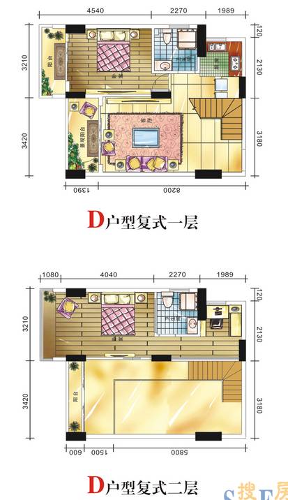 时代花苑2室1厅2卫户型图