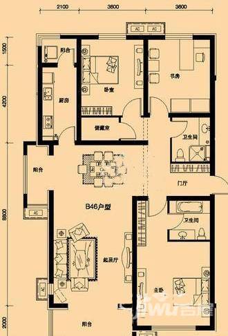 琴湖湾3室2厅2卫164㎡户型图