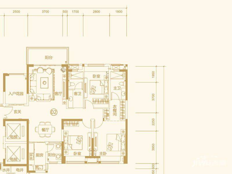 保利中央大道4室2厅2卫133㎡户型图