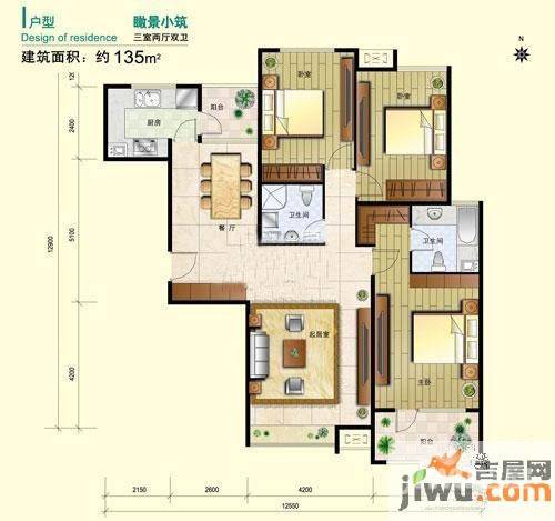 8哩岛3室2厅2卫135㎡户型图