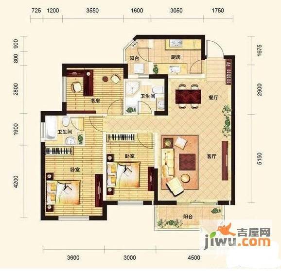 泛海国际SOHO城3室2厅2卫972.6㎡户型图