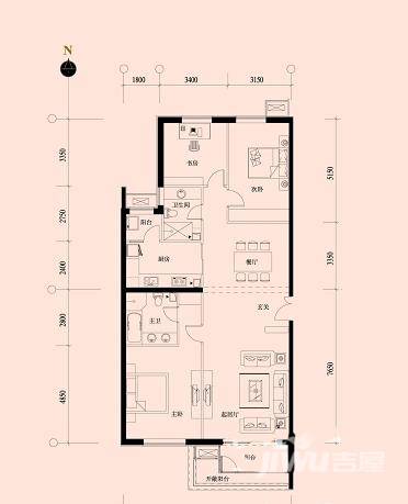 北京华侨城3室2厅2卫169.2㎡户型图