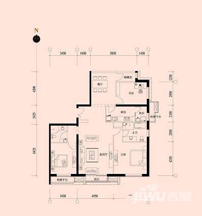 北京华侨城3室2厅2卫168.1㎡户型图