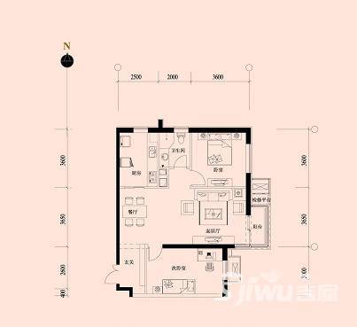 北京华侨城2室2厅2卫103㎡户型图