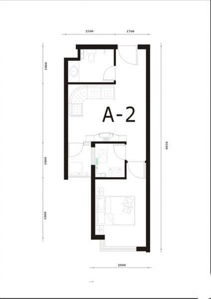 双威理想城二期1室1厅1卫49.5㎡户型图