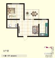 百合花园二期1室1厅1卫户型图