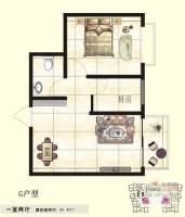 百合花园二期1室2厅1卫54.4㎡户型图