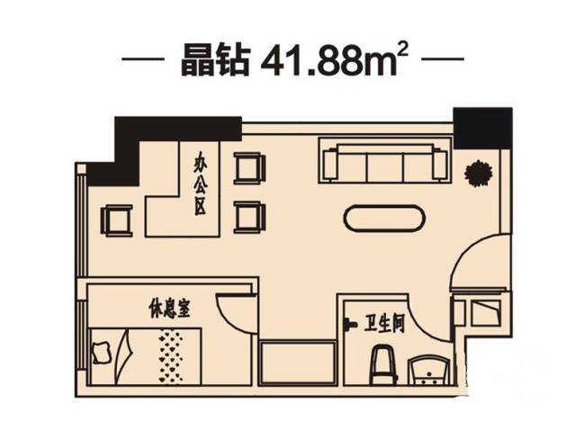 文景广场1室1厅1卫41.9㎡户型图