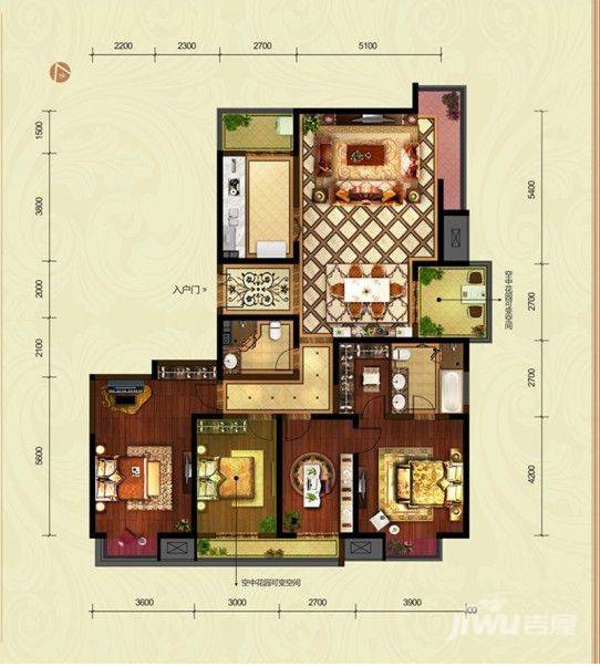 普华·华岸3室2厅2卫172㎡户型图