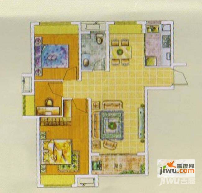 文一云河湾3室2厅1卫88.2㎡户型图