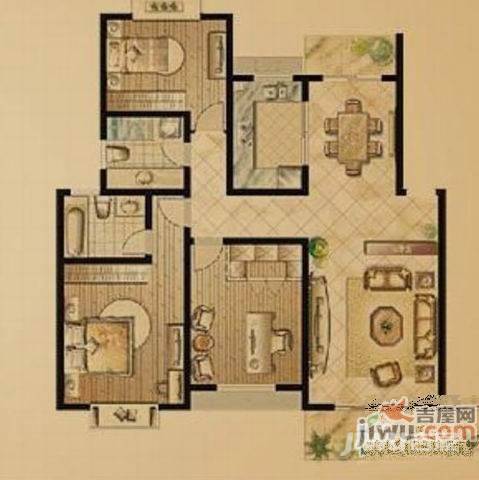 多伦多国际花园3室2厅2卫135㎡户型图