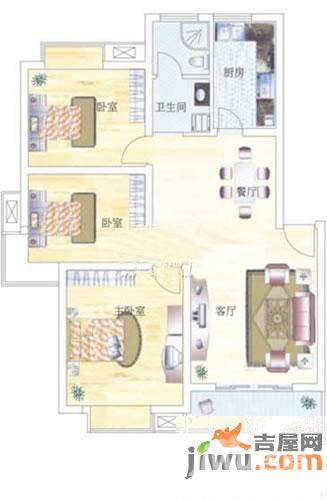 宝业城市绿苑3室2厅1卫户型图