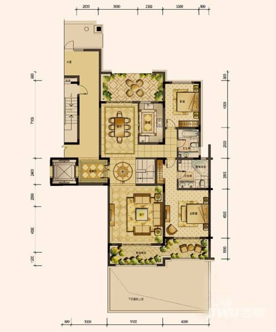 绿地乔治庄园3室3厅3卫243㎡户型图