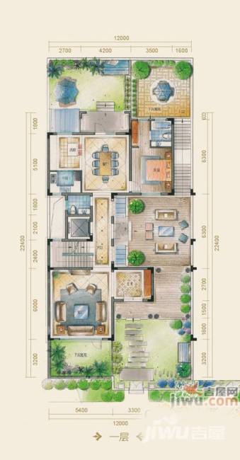 绿地乔治庄园1室2厅2卫137㎡户型图