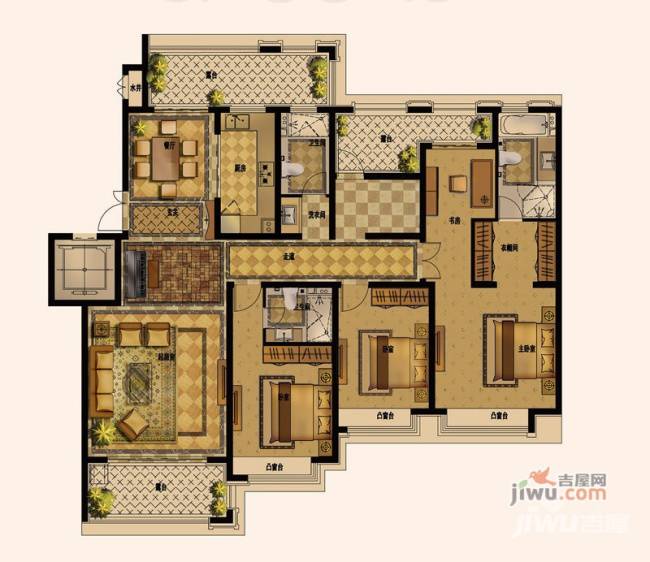 绿地乔治庄园4室2厅3卫169㎡户型图