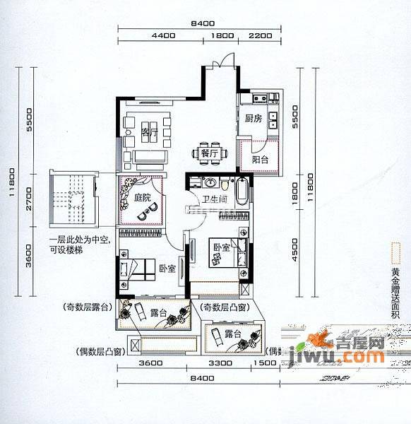 天目国际公馆2室2厅1卫83㎡户型图