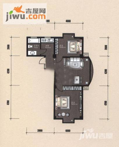 宝翠园2室1厅1卫84.7㎡户型图