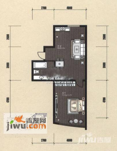 宝翠园1室1厅1卫74.2㎡户型图