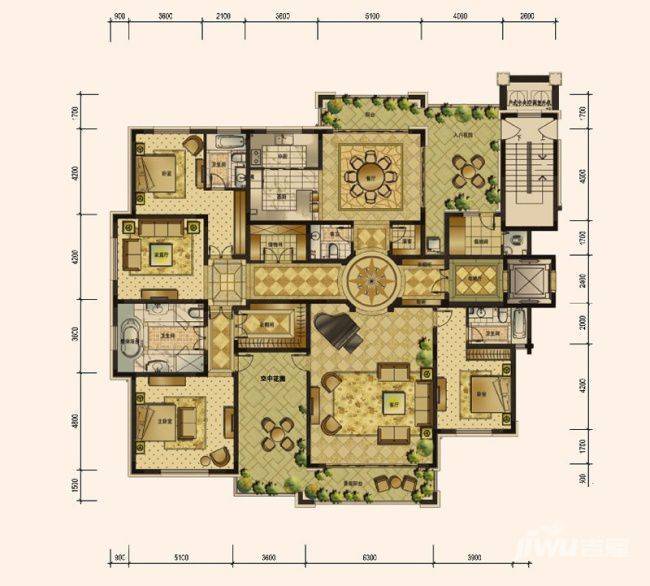 绿地乔治庄园4室3厅5卫348㎡户型图