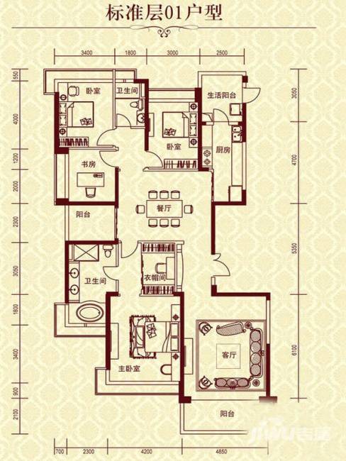 合肥恒大城5室2厅2卫户型图