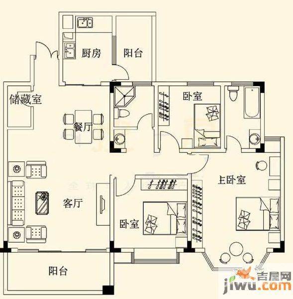 金泽豪庭4室2厅2卫126㎡户型图