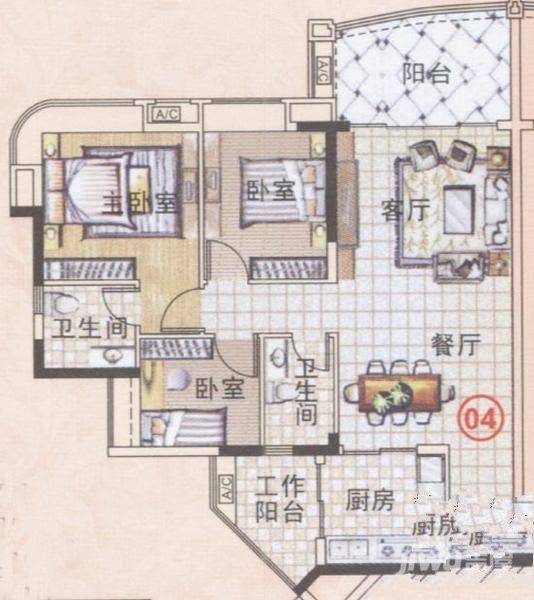 美林轩逸时光3室2厅2卫户型图