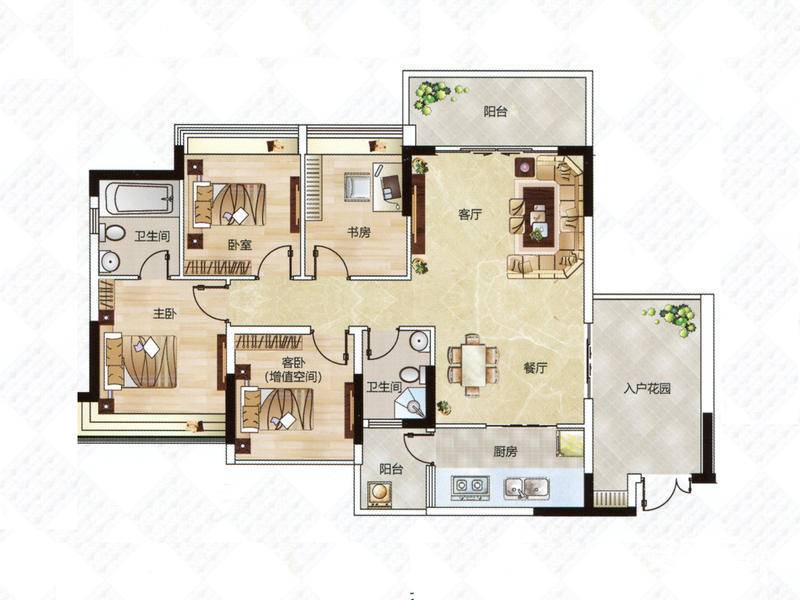 深航御花园4室2厅2卫113㎡户型图