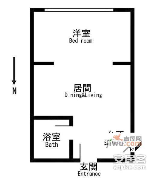 园南二村1室1厅1卫48㎡户型图