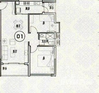 丽和华庭2室2厅1卫78㎡户型图