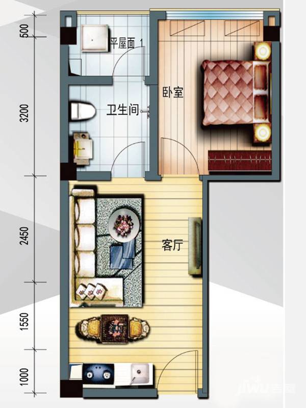 碧桂园空港国际1室1厅1卫42㎡户型图