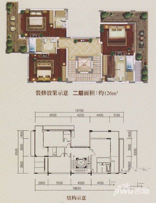 雅居乐小院流溪3室1厅3卫126㎡户型图