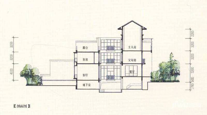 仙湖山庄二期3室2厅2卫231.6㎡户型图