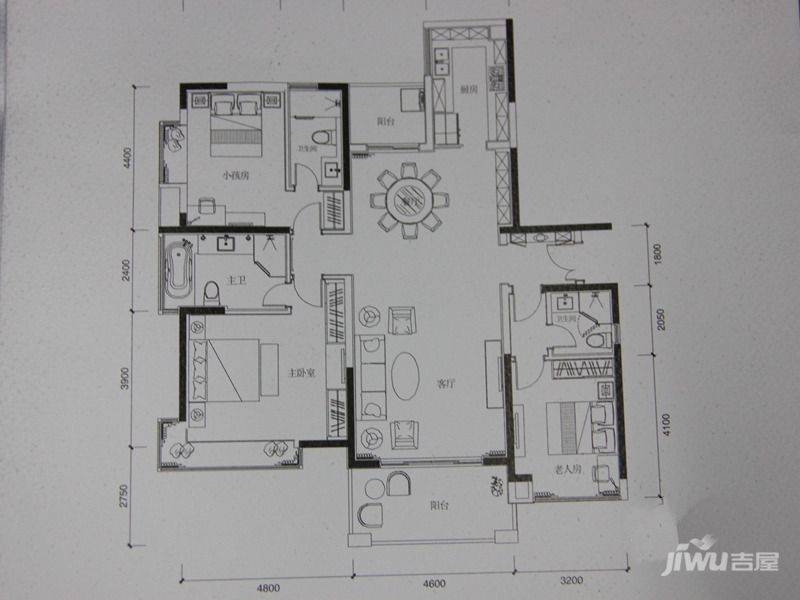 恒裕滨城一期3室2厅3卫145㎡户型图