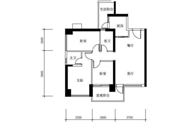 佳兆业城市广场2期3室2厅2卫户型图