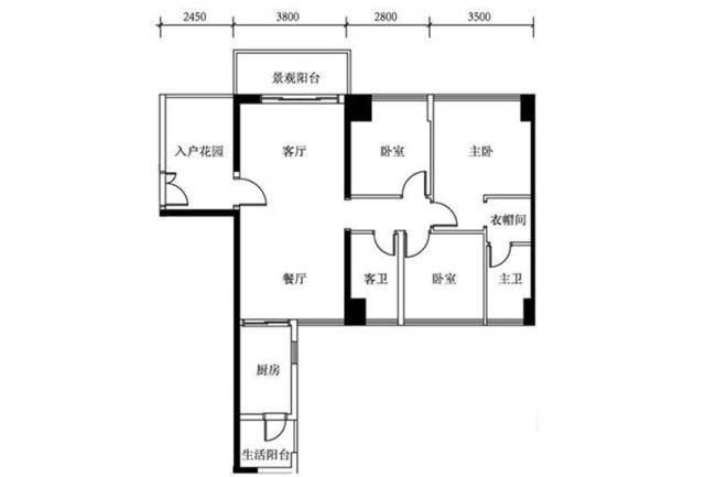 佳兆业城市广场2期3室2厅2卫户型图