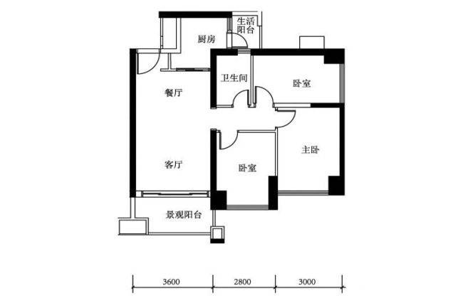 佳兆业城市广场2期3室2厅2卫户型图