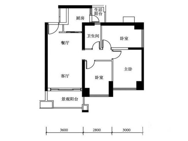 佳兆业城市广场2期3室2厅2卫户型图