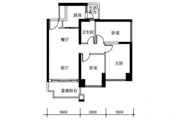 佳兆业城市广场2期3室2厅2卫户型图