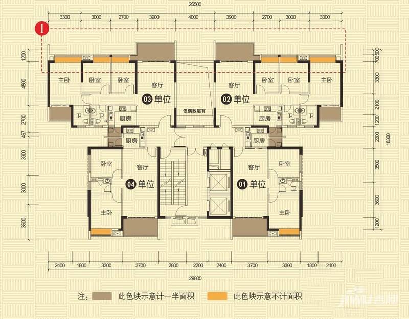 锦盛恒富得3室2厅2卫113.3㎡户型图