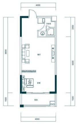 融源及第1室1厅1卫46㎡户型图