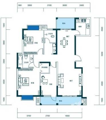 融源及第3室2厅2卫140㎡户型图