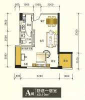 宝盛阳光家园1室2厅1卫40.2㎡户型图