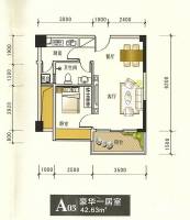 宝盛阳光家园1室2厅1卫42.6㎡户型图