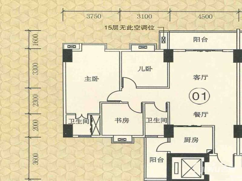 世博嘉园3室2厅2卫116.4㎡户型图