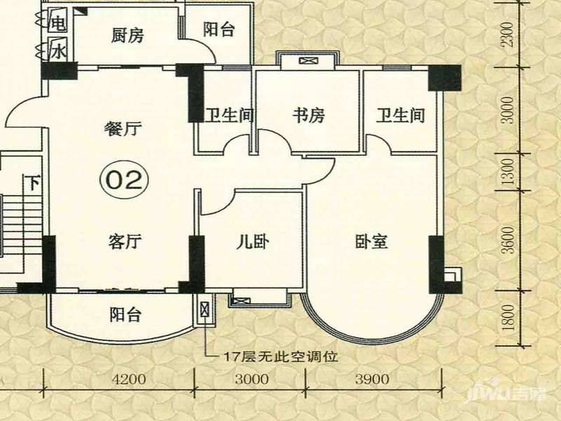 世博嘉园3室2厅2卫124.6㎡户型图