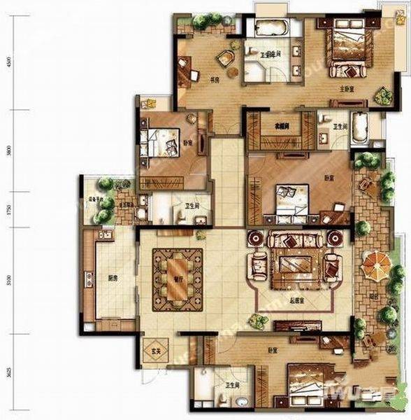 珠江观澜御景5室2厅2卫户型图