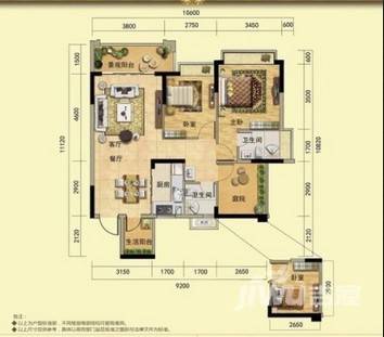 东逸湾松湖轩3室2厅2卫95㎡户型图