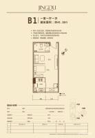 京都国际1室1厅1卫40.3㎡户型图