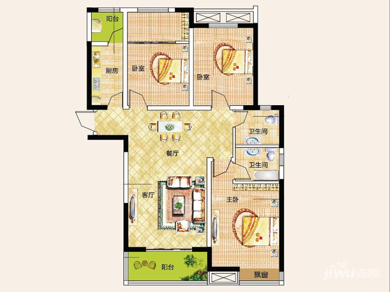 正商瑞钻3室2厅2卫119㎡户型图