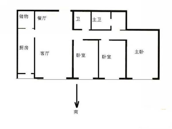 德福中心3室2厅2卫户型图